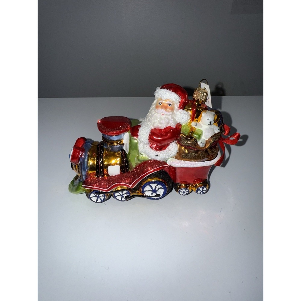 VTG Santa Claus‎ Christmas Ornament MCM Poland Mercury Glass Hand Blown Glitter